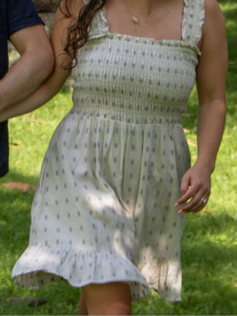 Madewell cream and navy dress